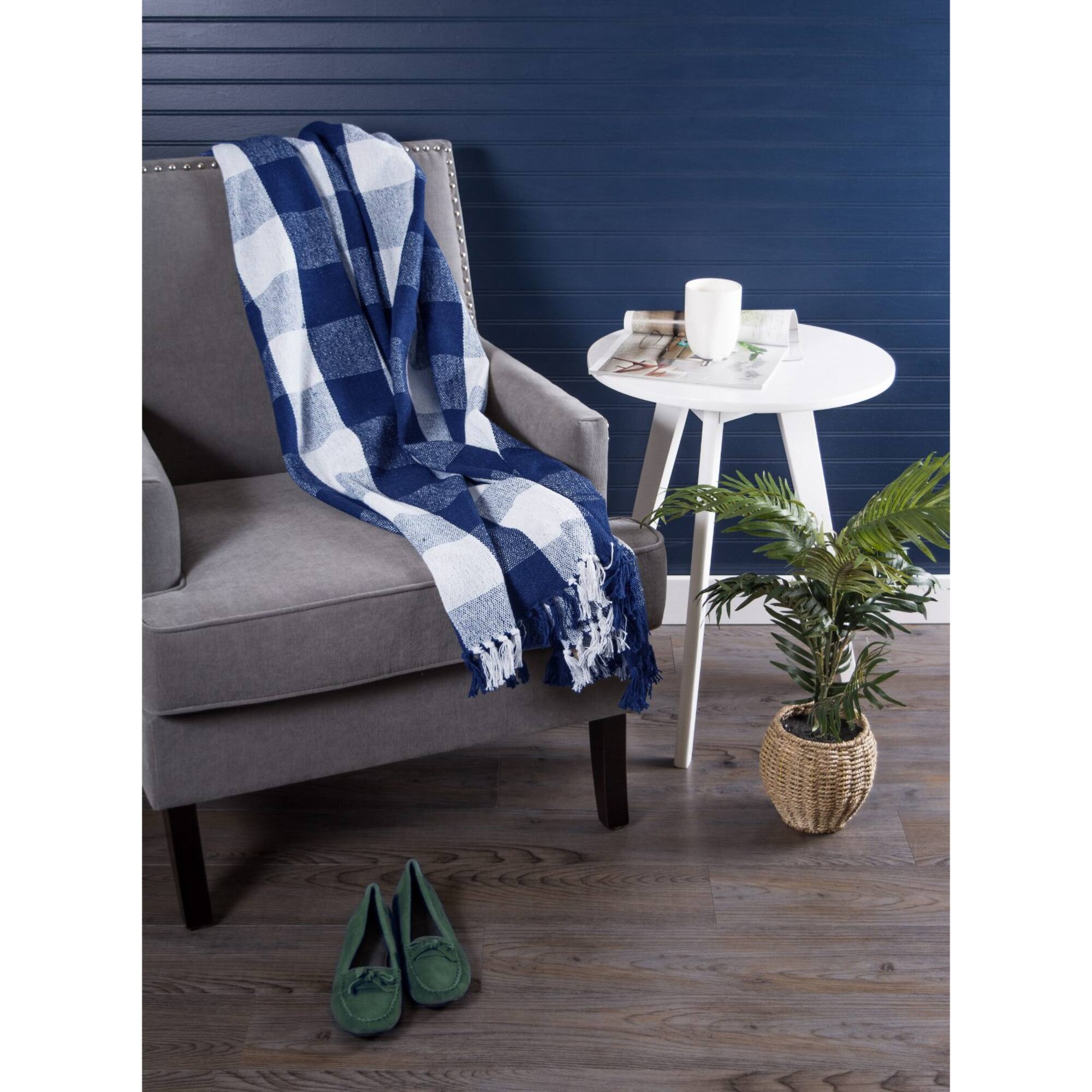 DII® Navy & Off-White Buffalo Check Throw
